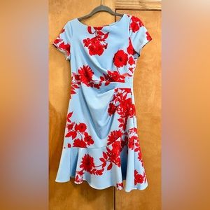 ADRIANNA PAPELL blue and red dress